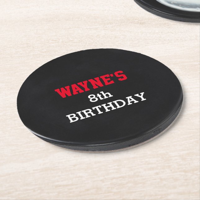 Hockey Puck Look Party Round Paper Coaster (Angled)
