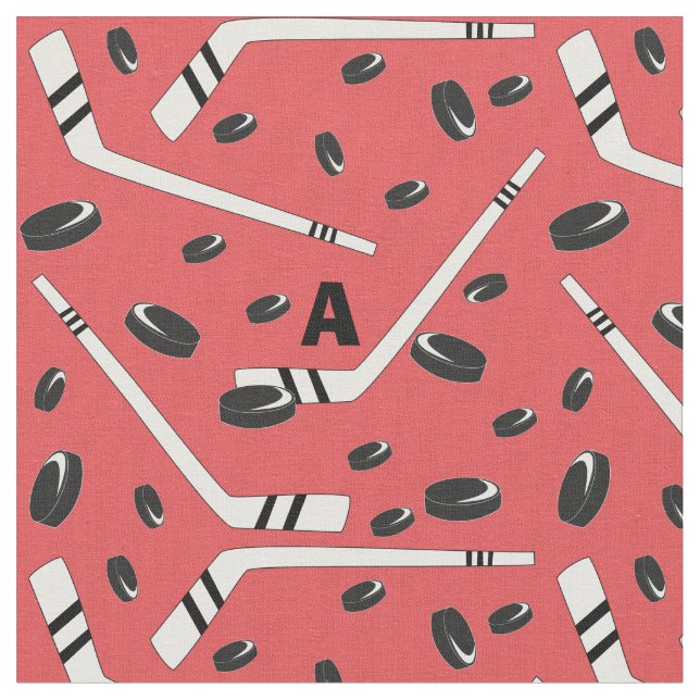 Hockey pucks and sticks fabric (Close Up)
