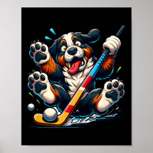Hockey Puppy Bernese Mountain Dog Ice Rink Fun _1 Poster