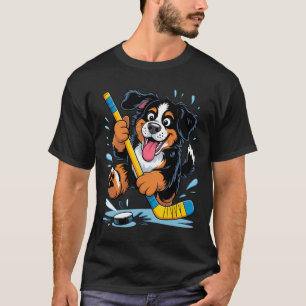Hockey Puppy Bernese Mountain Dog Ice Rink Fun  T-Shirt