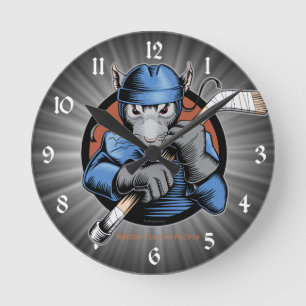 Hockey Rat Round Clock