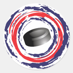 Hockey Red Blue And White Classic Round Sticker