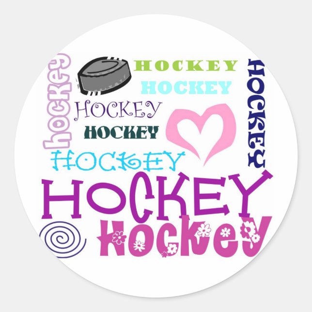 Hockey Repeating Classic Round Sticker (Front)
