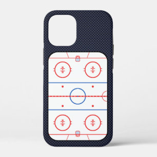 Hockey Rink Diagram on Blue Carbon Fibre Style iPh iPhone 12 Mini Case