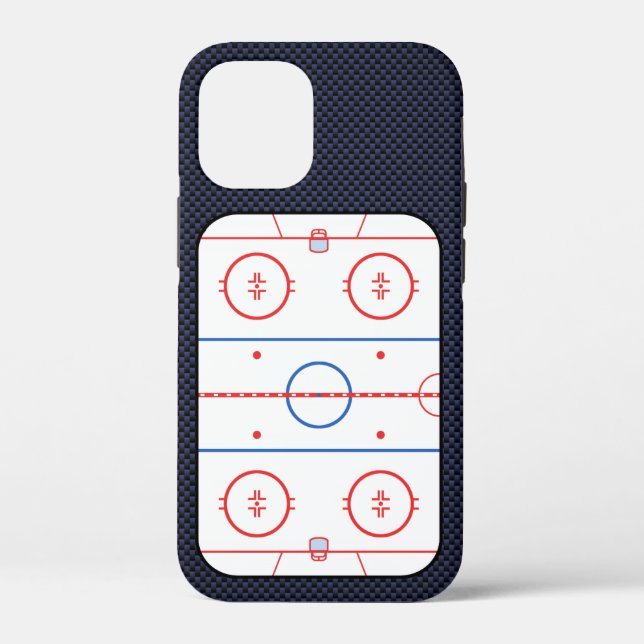 Hockey Rink Diagram on Blue Carbon Fibre Style iPh Case-Mate iPhone Case (Back)