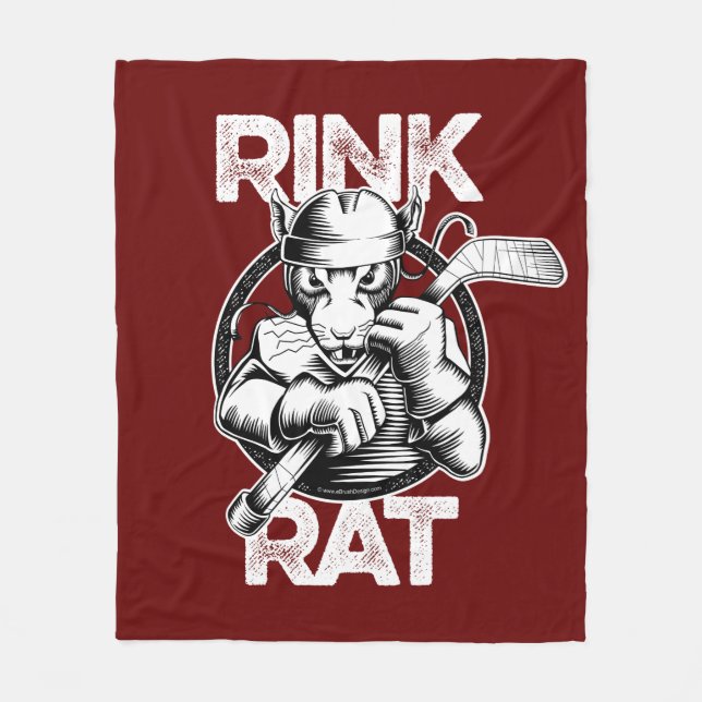 Hockey Rink Rat Fleece Blanket (Front)