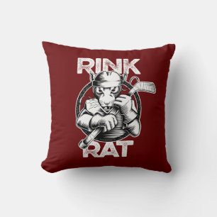 Hockey Rink Rat Throw Pillow