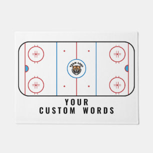 Hockey Rink with Custom Team Logo & Text Doormat