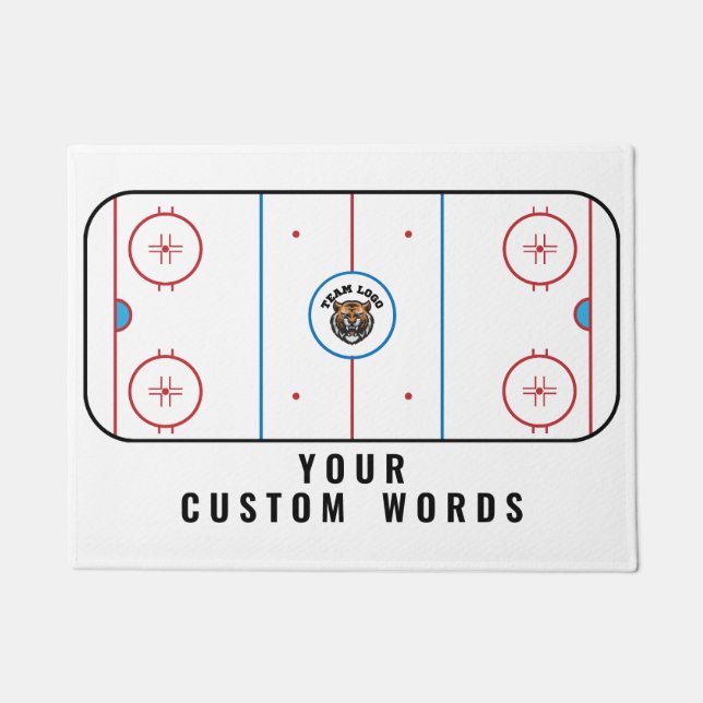 Hockey Rink with Custom Team Logo & Text Doormat (Front)