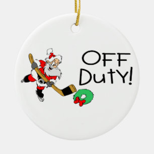 Hockey Santa Claus Ceramic Ornament