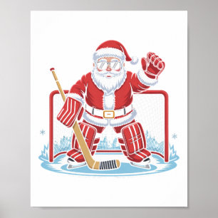Hockey Santa Goalie Funny Ice Hockey Winter Christ Poster