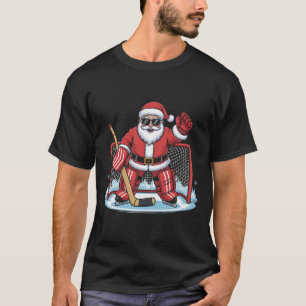 Hockey Santa Goalie Funny Ice Hockey Winter Christ T-Shirt