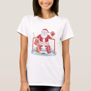 Hockey Santa Goalie Funny Ice Hockey Winter Christ T-Shirt