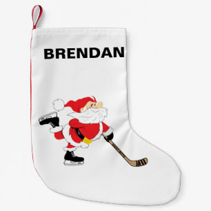 Hockey Santa Skating Personalize Customize Small Christmas Stocking