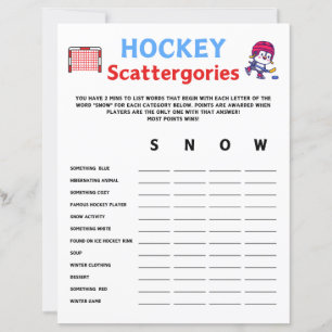 Hockey Scattergories Game