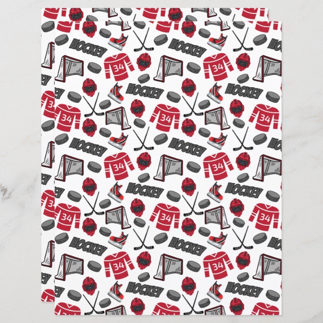 Hockey Scrapbook Paper (Front/Back)