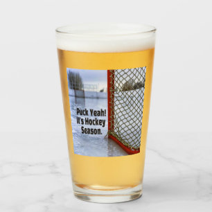Hockey Season Ice Cold Funny Humor Puck Glass
