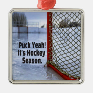 Hockey Season Ice Cold Funny Humor Puck Metal Ornament