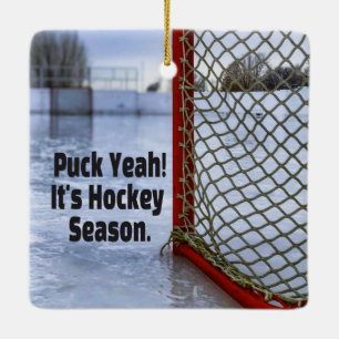Hockey Season Ice Cold Funny Humour Puck Ceramic Ornament