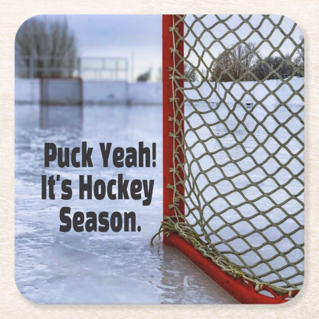 Hockey Season Ice Cold Funny Humour Puck Square Paper Coaster (Front)