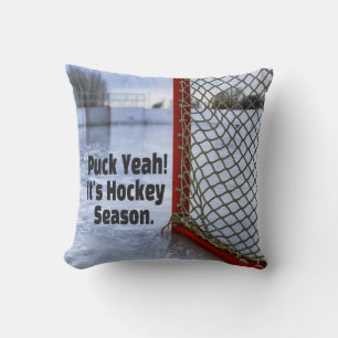 Hockey Season Ice Cold Funny Humour Puck Throw Pillow