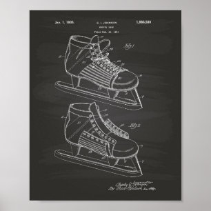 Hockey Shoe 1934 Patent Art - Chalkboard Poster