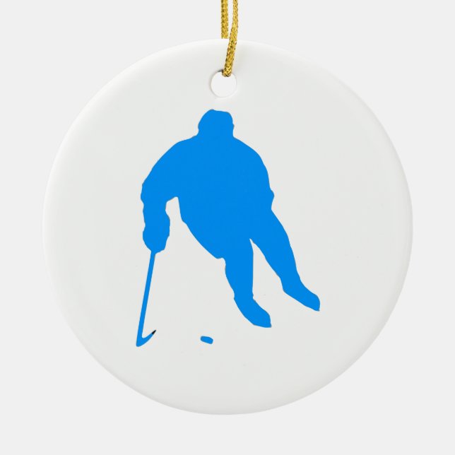 Hockey Silhouette Ceramic Ornament (Front)
