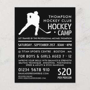 Hockey Silhouette, Hockey Camp Advertising  Flyer