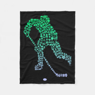 Hockey Silhouette Icon Hockey Player Gear _ Boys Fleece Blanket