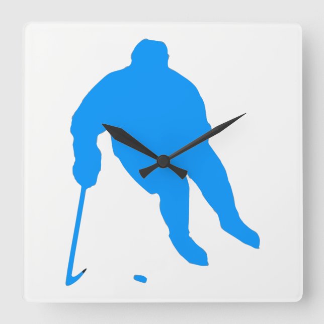 Hockey Silhouette Square Wall Clock (Front)