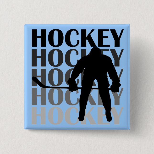 Hockey Silhouette T-shirts and Gifts 2 Inch Square Button (Front)