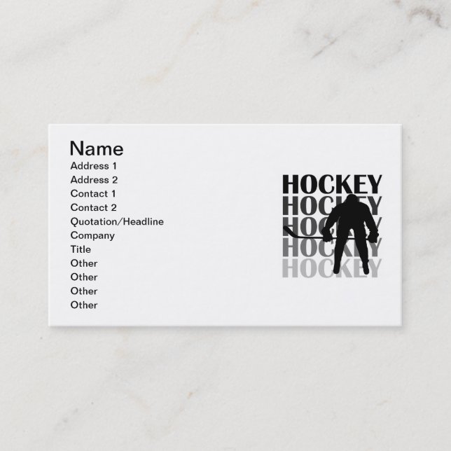 Hockey Silhouette T-shirts and Gifts Business Card (Front)