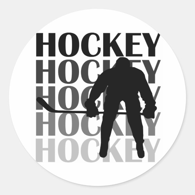 Hockey Silhouette T-shirts and Gifts Classic Round Sticker (Front)