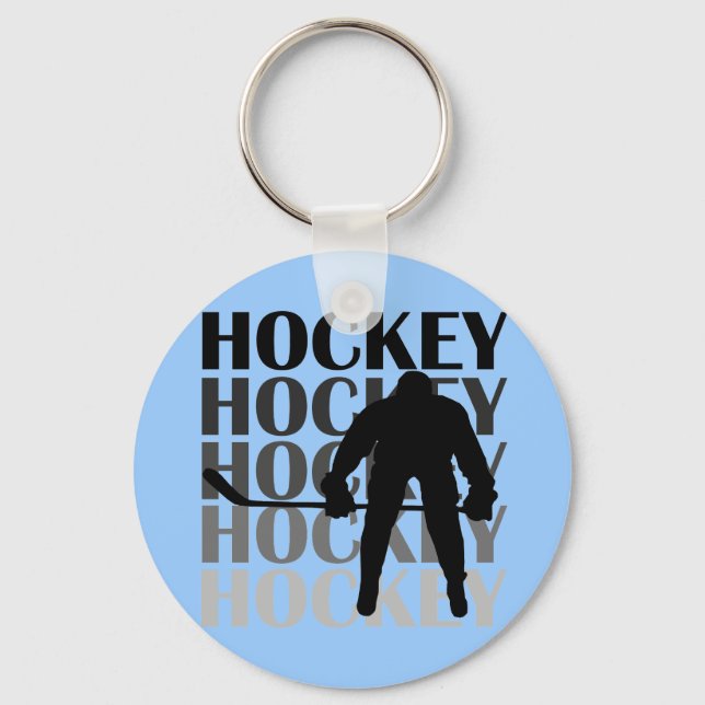 Hockey Silhouette T-shirts and Gifts Keychain (Front)