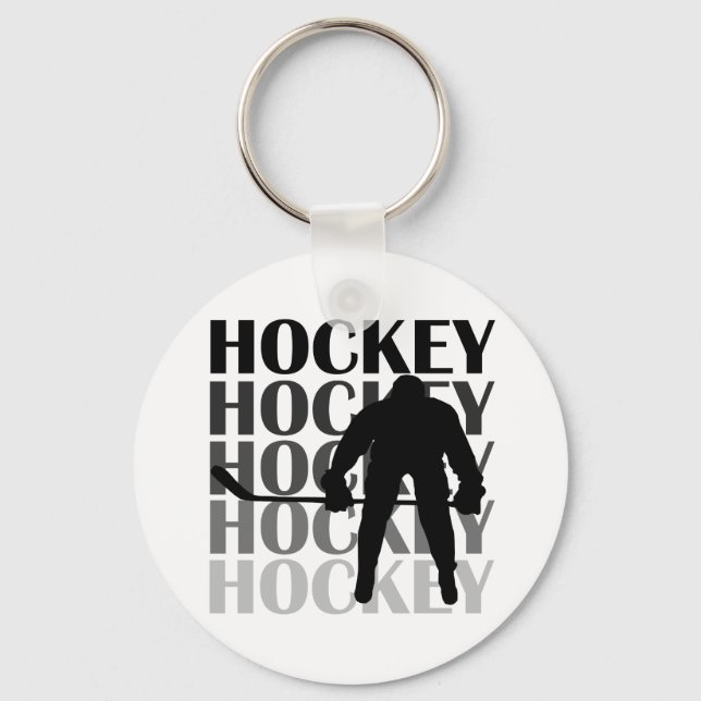 Hockey Silhouette T-shirts and Gifts Keychain (Front)