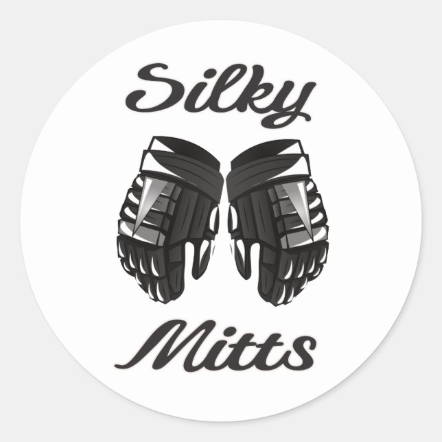 Hockey Silky Mitts Classic Round Sticker (Front)