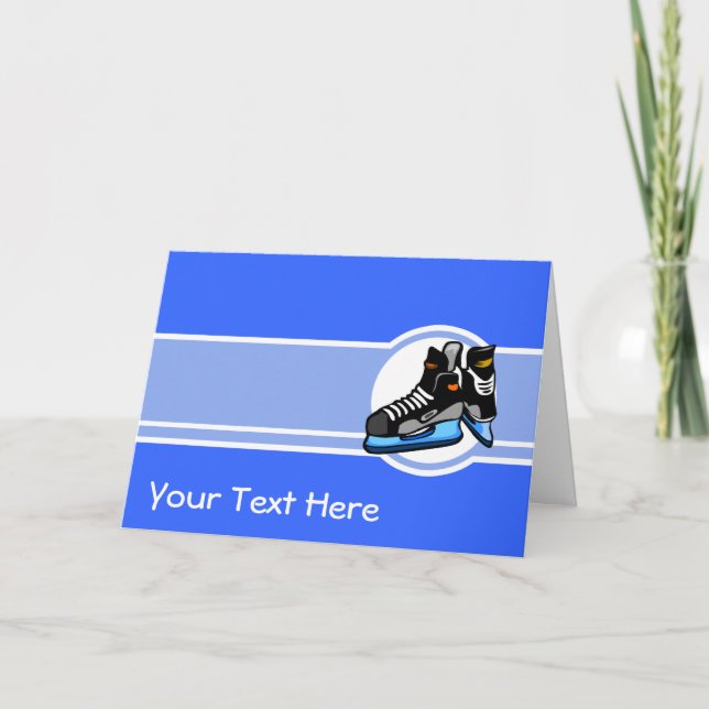Hockey Skates; Blue Note Card (Front)