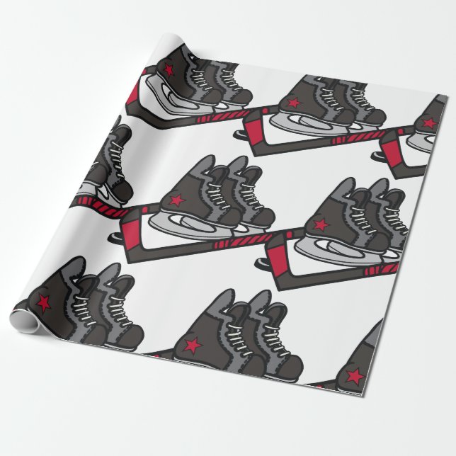 Hockey Skates Wrapping Paper (Unrolled)