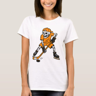 Hockey Skeleton Halloween Costume Boys Teens Girls T-Shirt