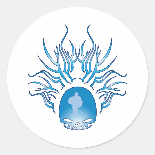 Hockey Skull Classic Round Sticker (Front)