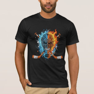 Hockey Skull: Fire and Ice Guardian Graphic T-Shirt