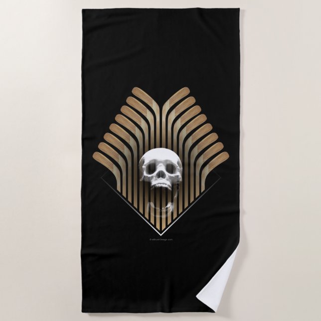Hockey Skull & Sticks Beach Towel (Front)