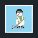 Hockey Snowman Christmas Napkin<br><div class="desc">Great for a hockey themed house party or hockey team party. This snowman has a hockey stick,  helmet and skates</div>