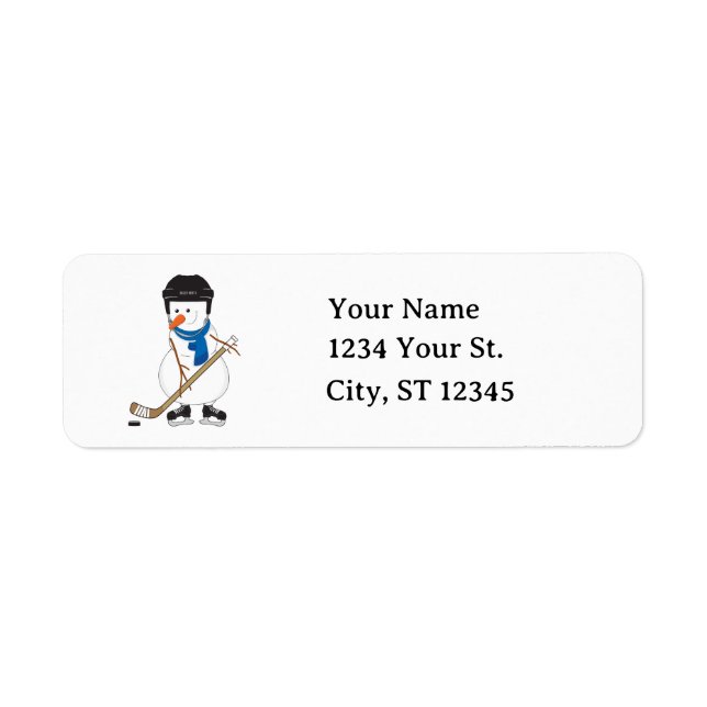 Hockey Snowman Christmas Return Address (Front)