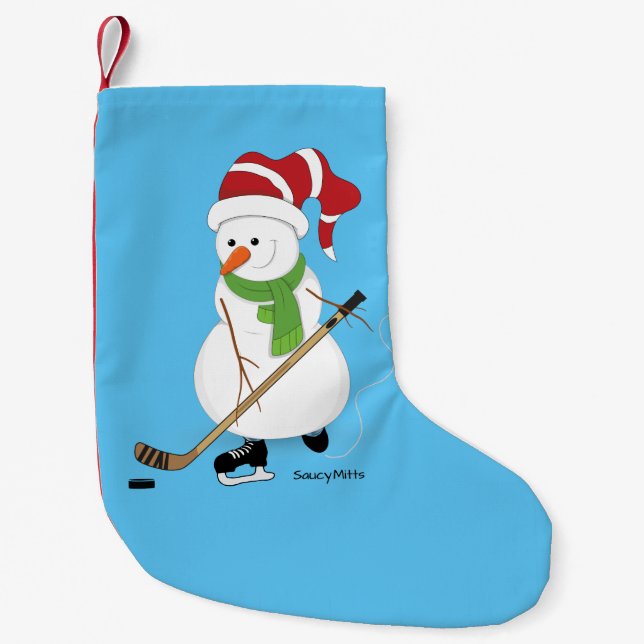 Hockey Snowman Christmas Stocking (Front)