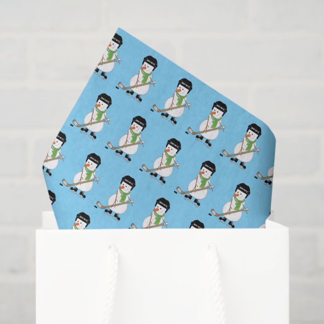 Hockey Snowman Christmas Tissue Paper (Gift Bag)