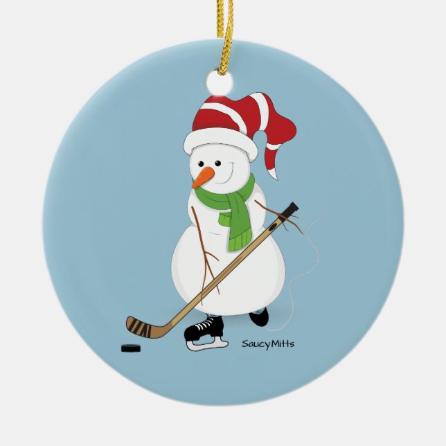 Hockey Snowman Ornement de Noël (Devant)