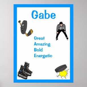 Hockey Sport Boys Room Any Name Art Print