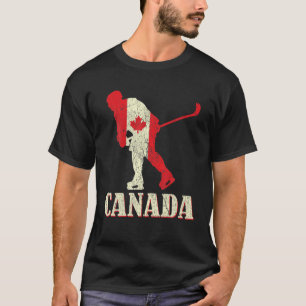 Hockey Sport Distress Canada Day Proud Canadian Fl T-Shirt