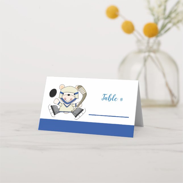 Hockey Sports Polar Bear Place Cards (Front)